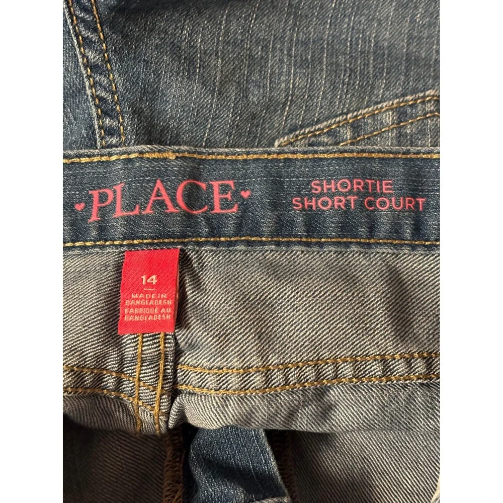 The Childrens Place Girls Denim Shortie Shorts Medium Wash Size 14 Cuffed Denim